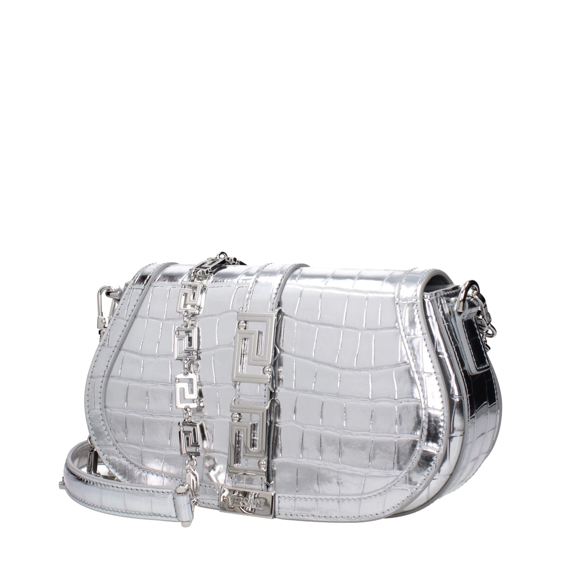 Gray Leather Shoulder Bag