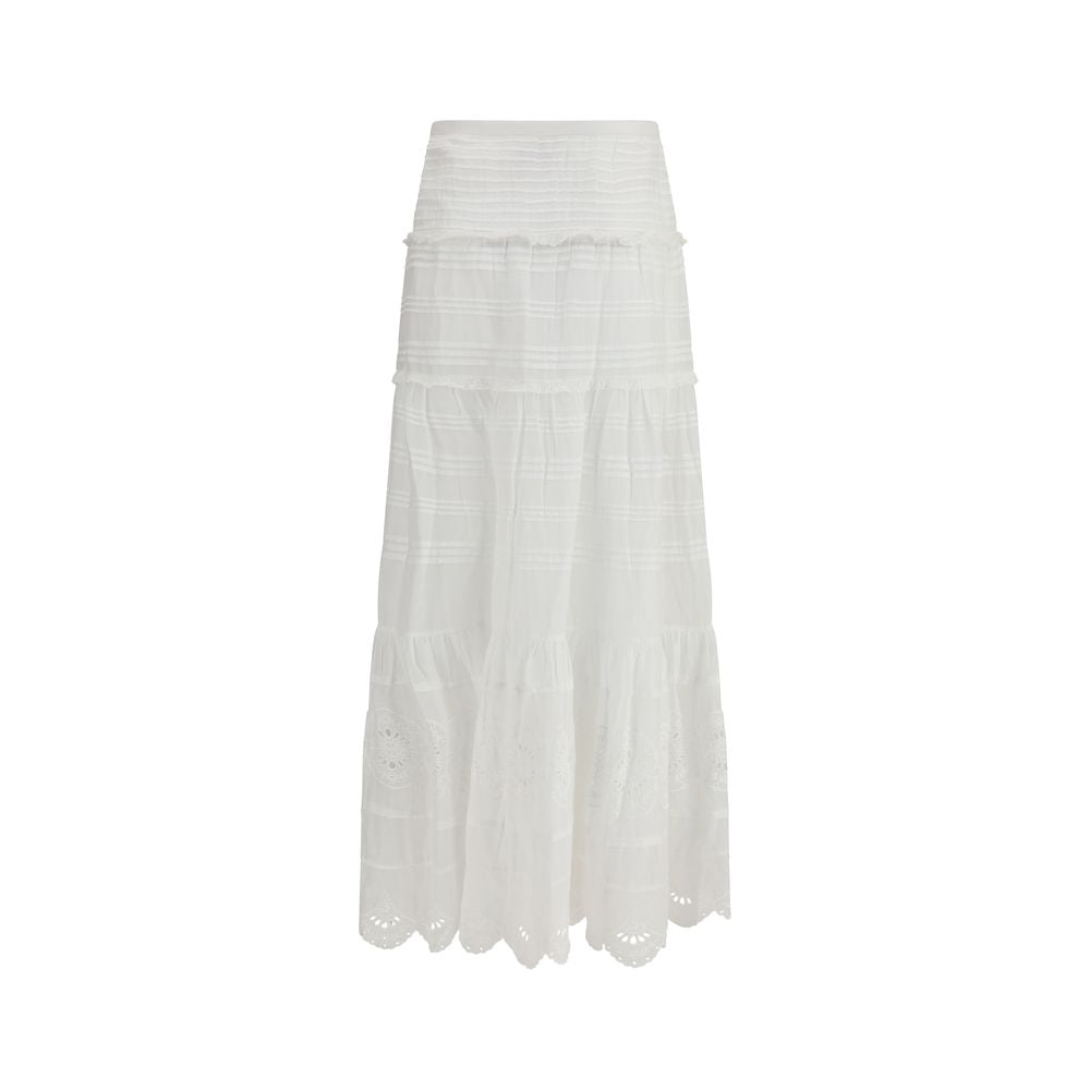 White Viscose Long Skirt