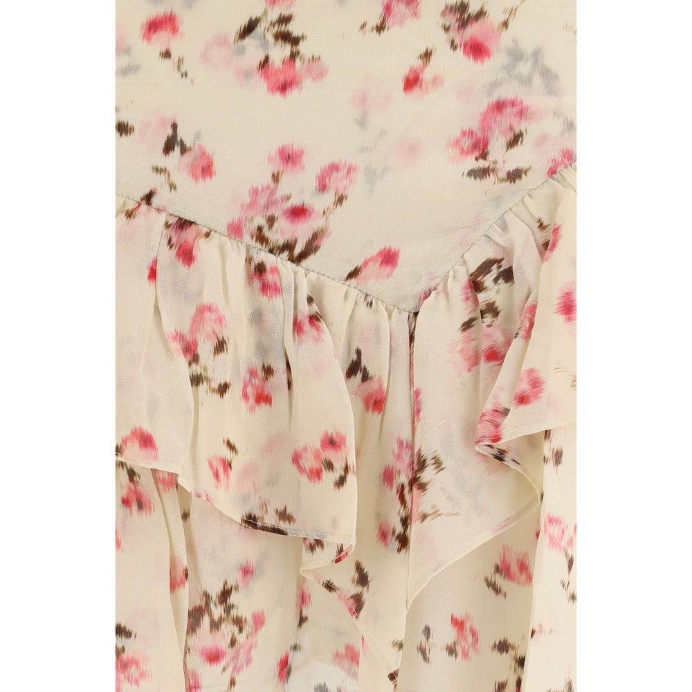 Beige Viscose Mini Skirt