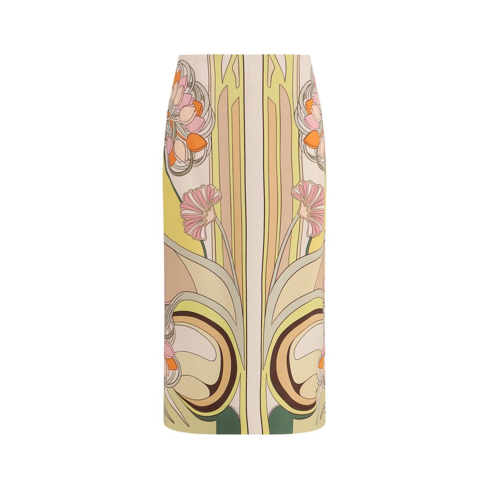 Multicolor Viscose Long Skirt