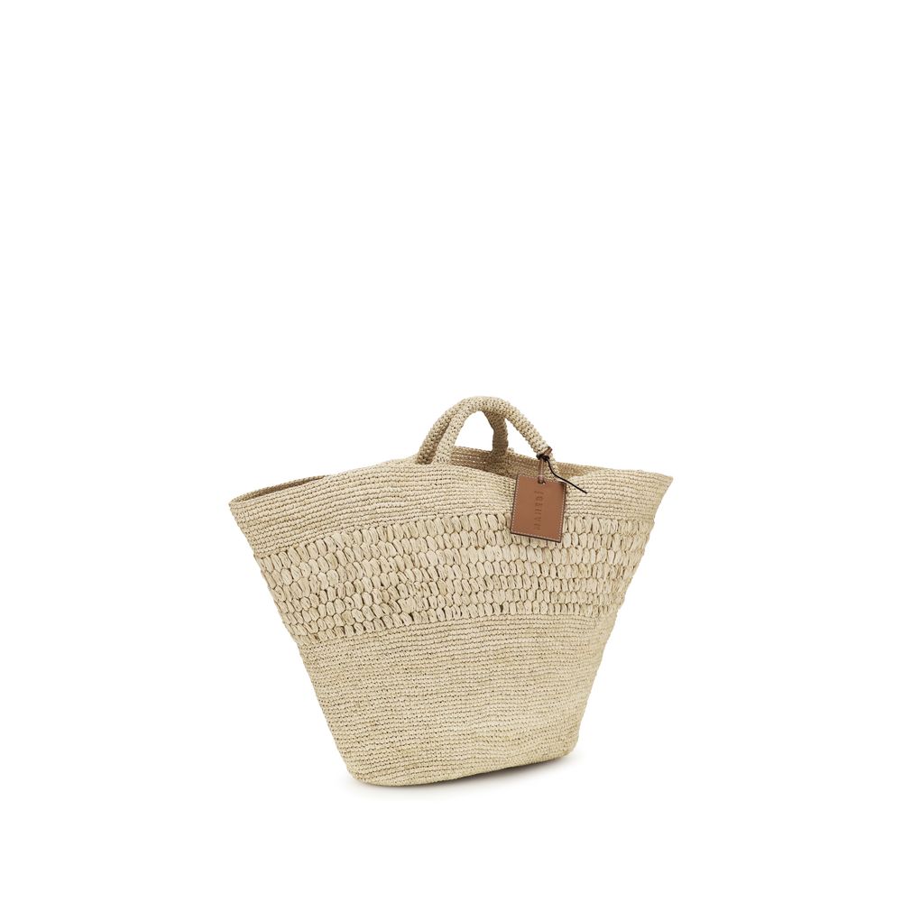 Beige Raffia Handbag