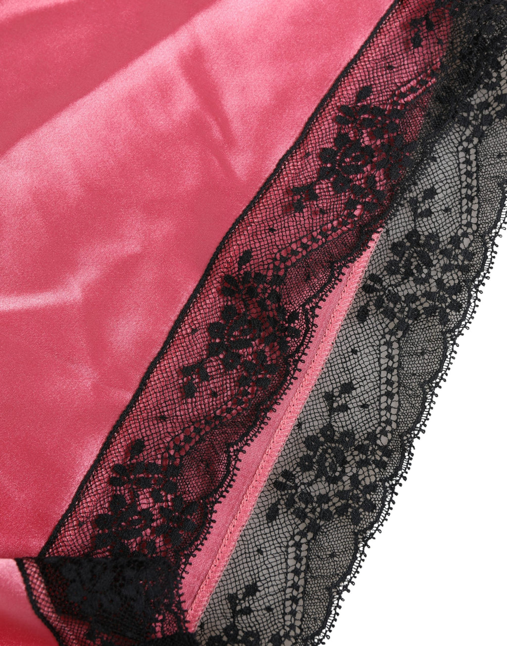 Pink Silk Satin Lace Trim Pajama Shorts Sleepwear