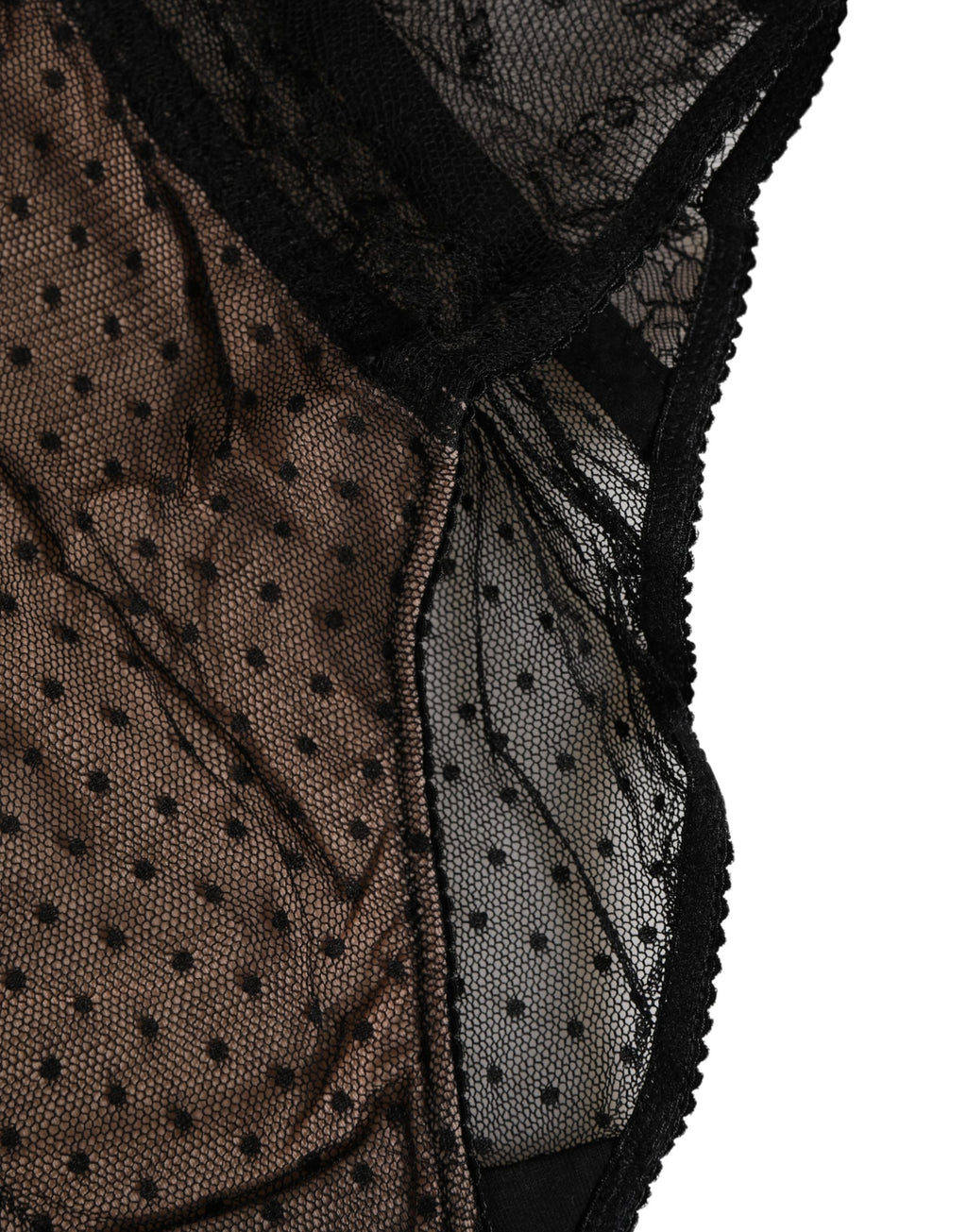 Black Sheer Polka Dot Lace High Waist Brief Underwear