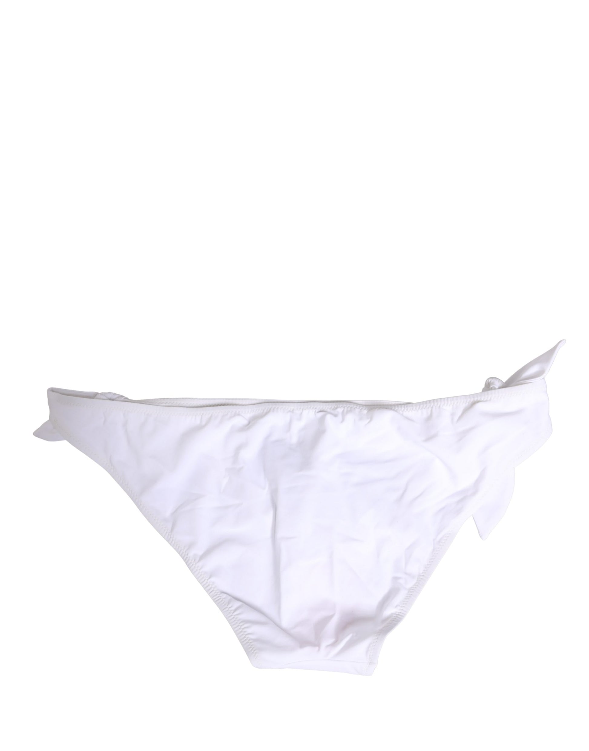 White Nylon DG Logo Plaque Bikini Bottom Swimwear