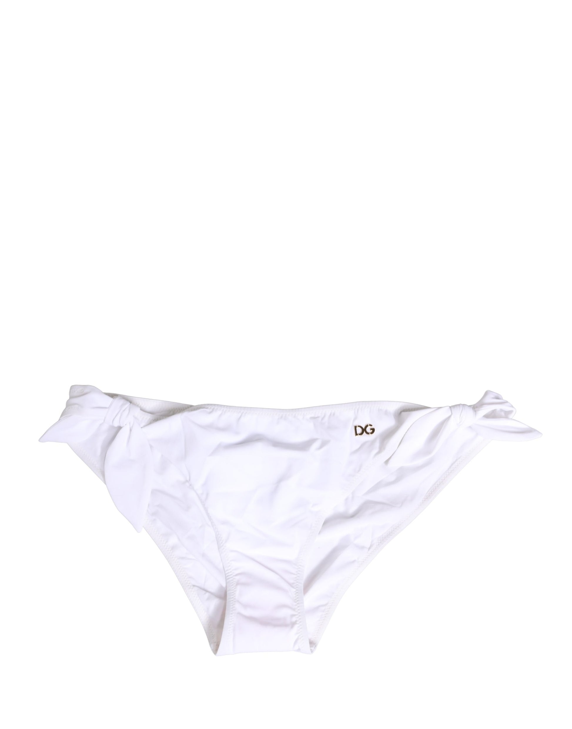 White Nylon DG Logo Plaque Bikini Bottom Swimwear