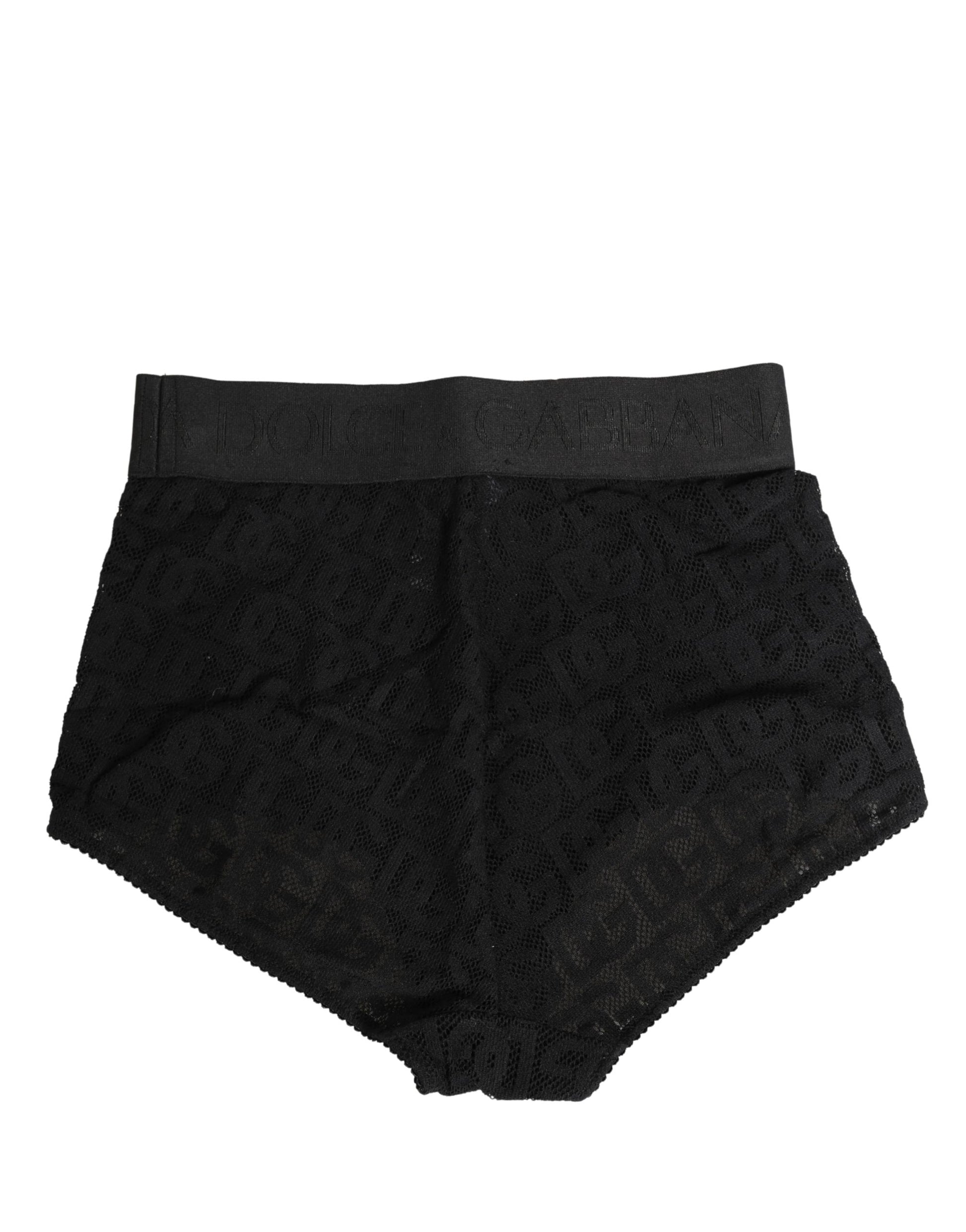 Black Cotton DG Logo High Waist Girdle Underwear