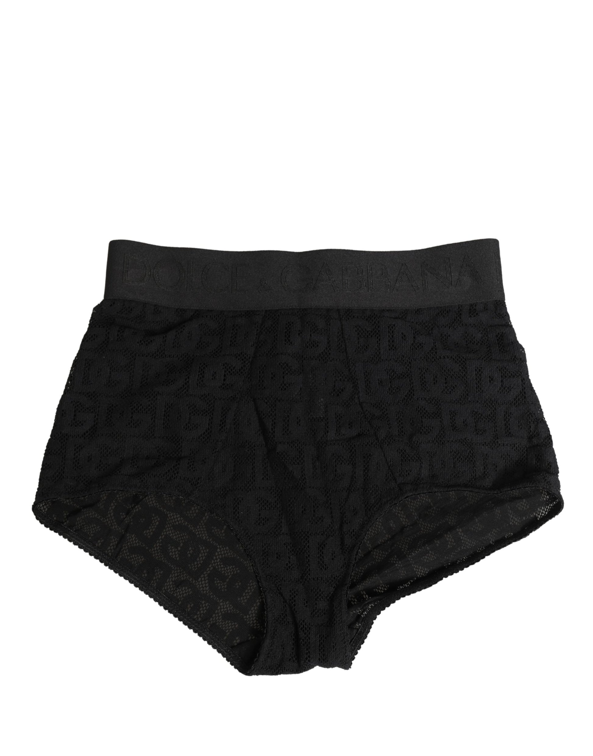 Black Cotton DG Logo High Waist Girdle Underwear