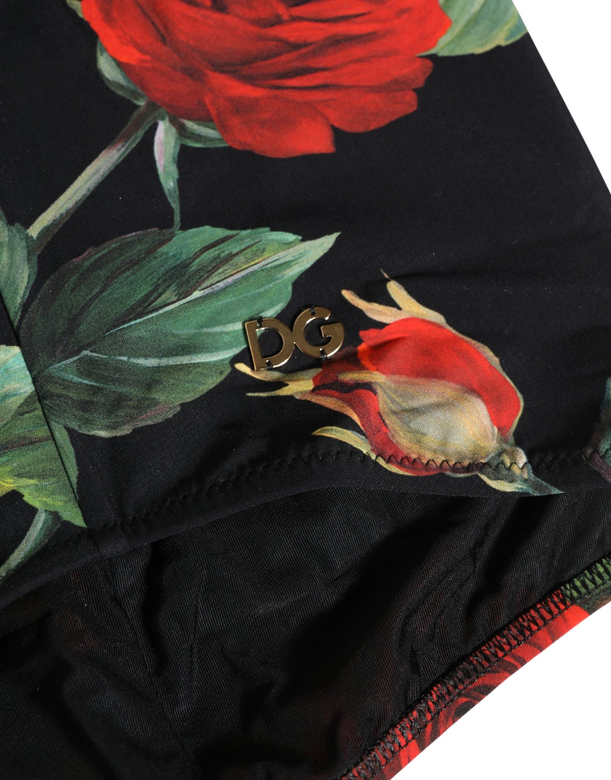 Black Rose Print High Waisted Girdle Underwear