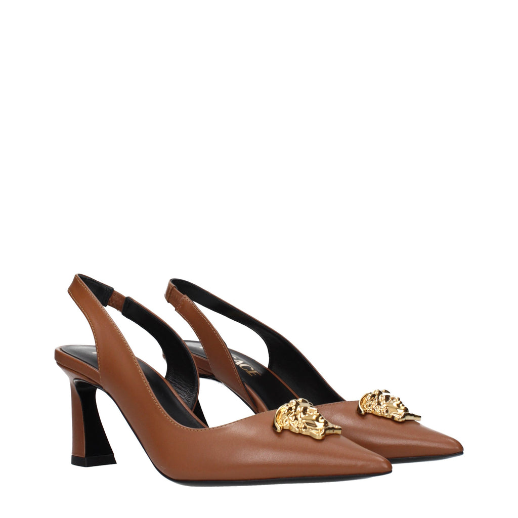 Brown Leather High Heel Pumps