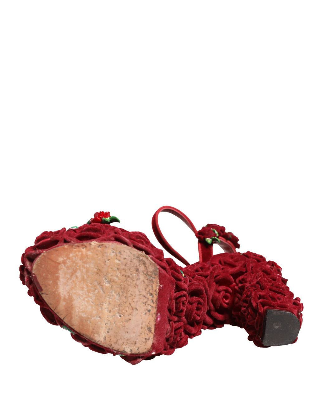 Red Rose Embellished Platform Sandals Shoes