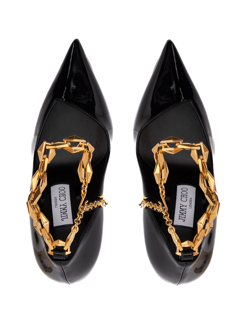 Black Patent Leather Diamond Talura 100 Pumps