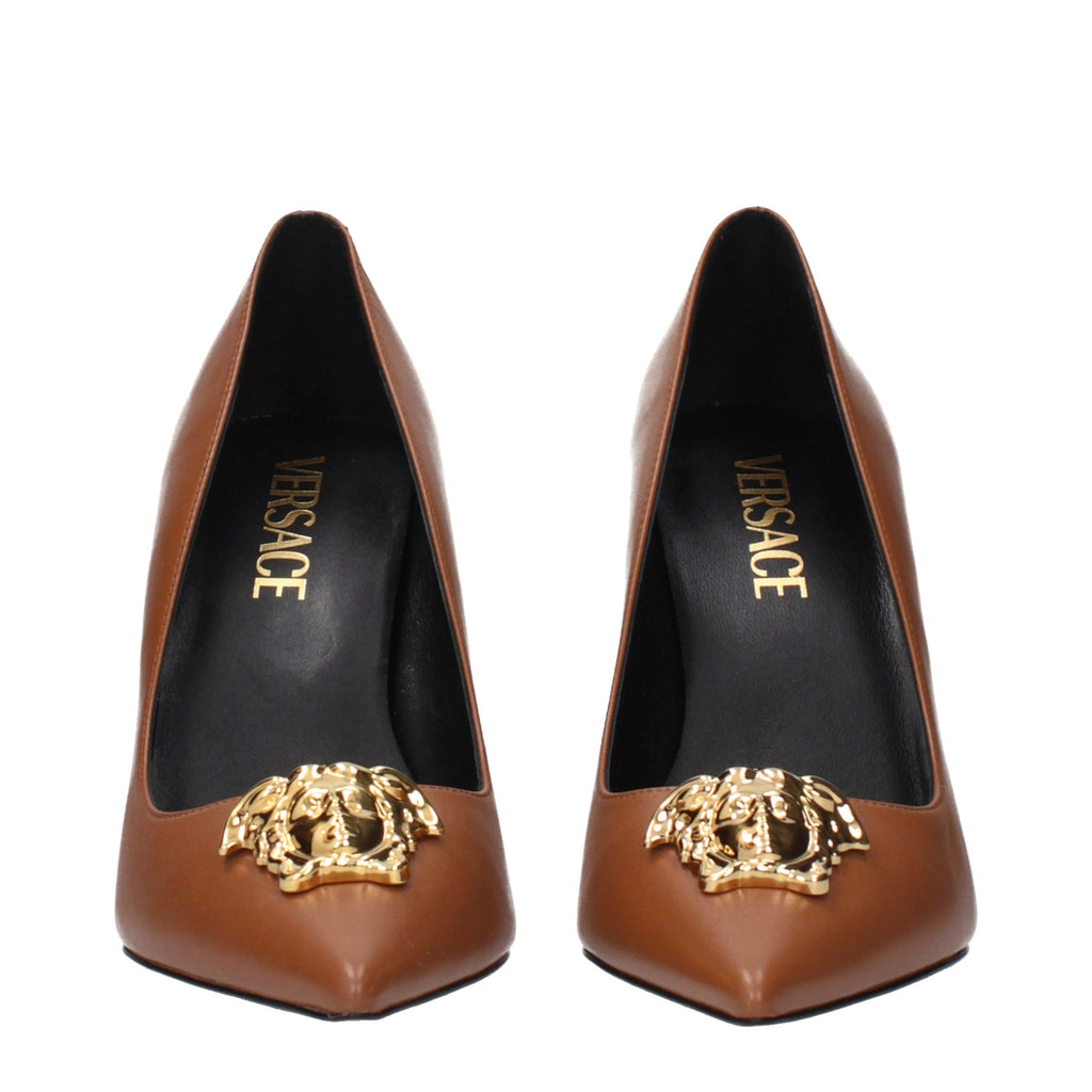 Brown Leather High Heel Pumps