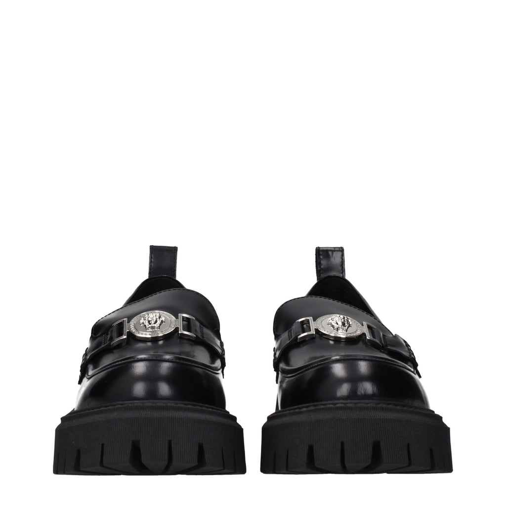 Black Leather Platform Loafers