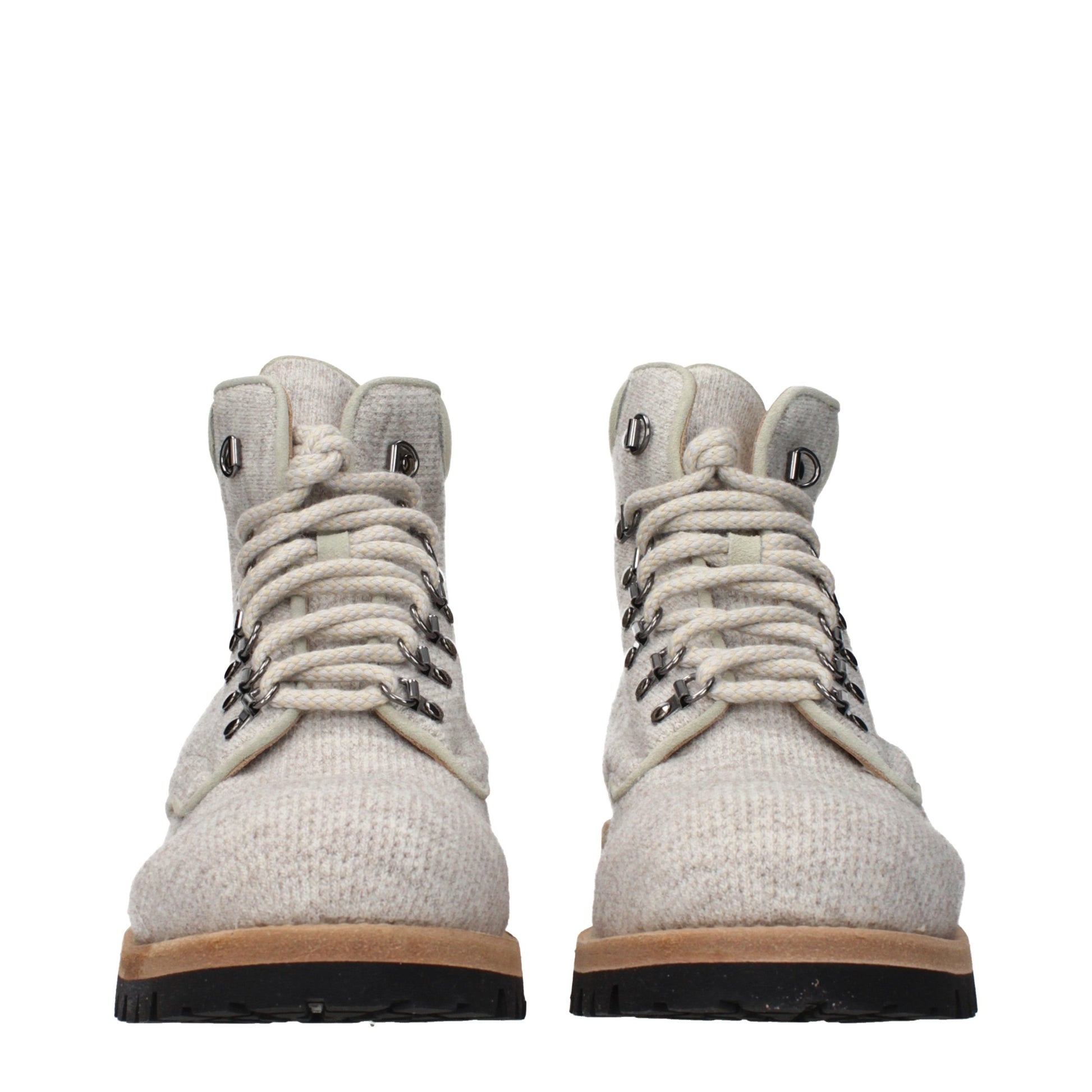 Beige Fabric Ankle Boots