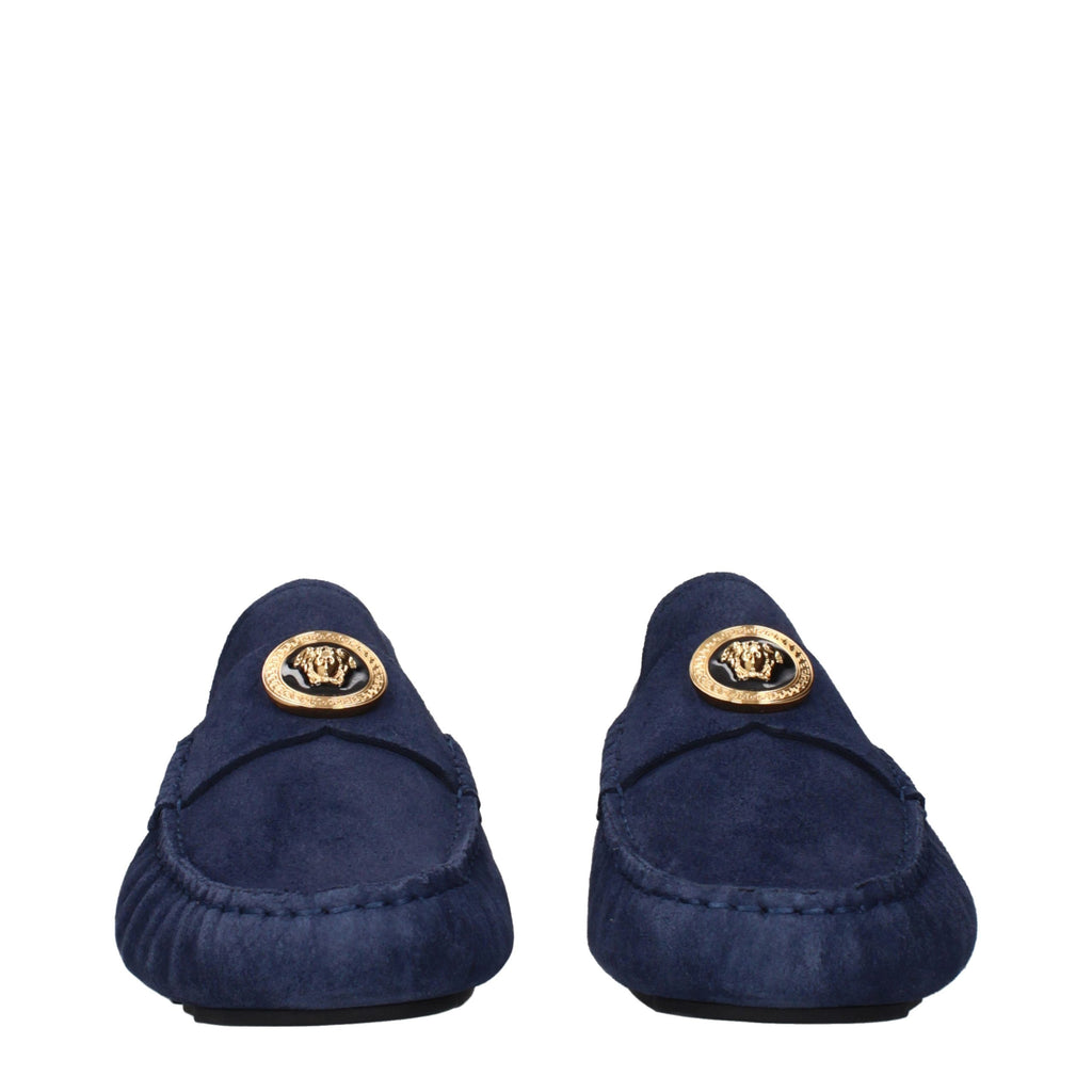 Blue Leather Slip-On Loafers