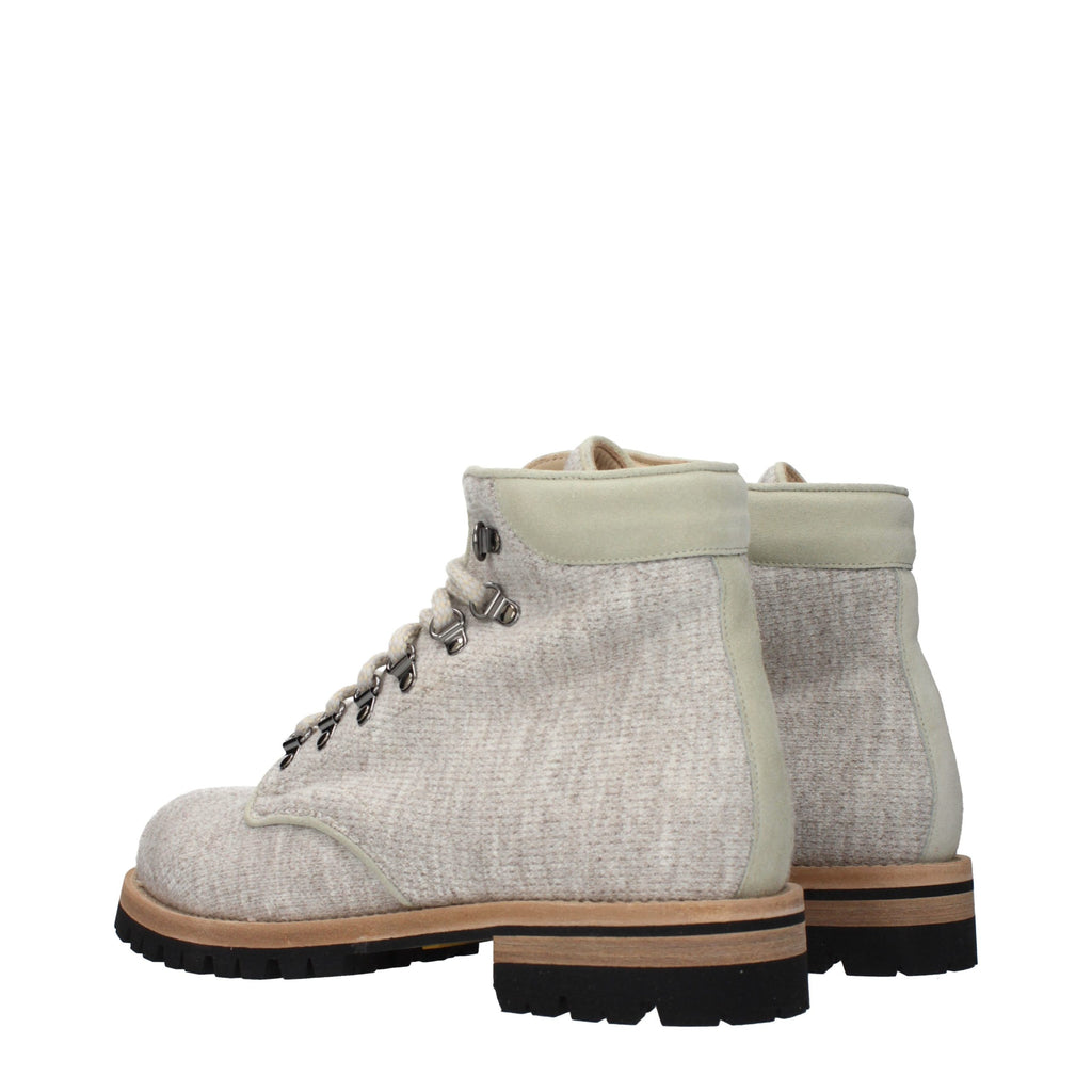 Beige Fabric Ankle Boots