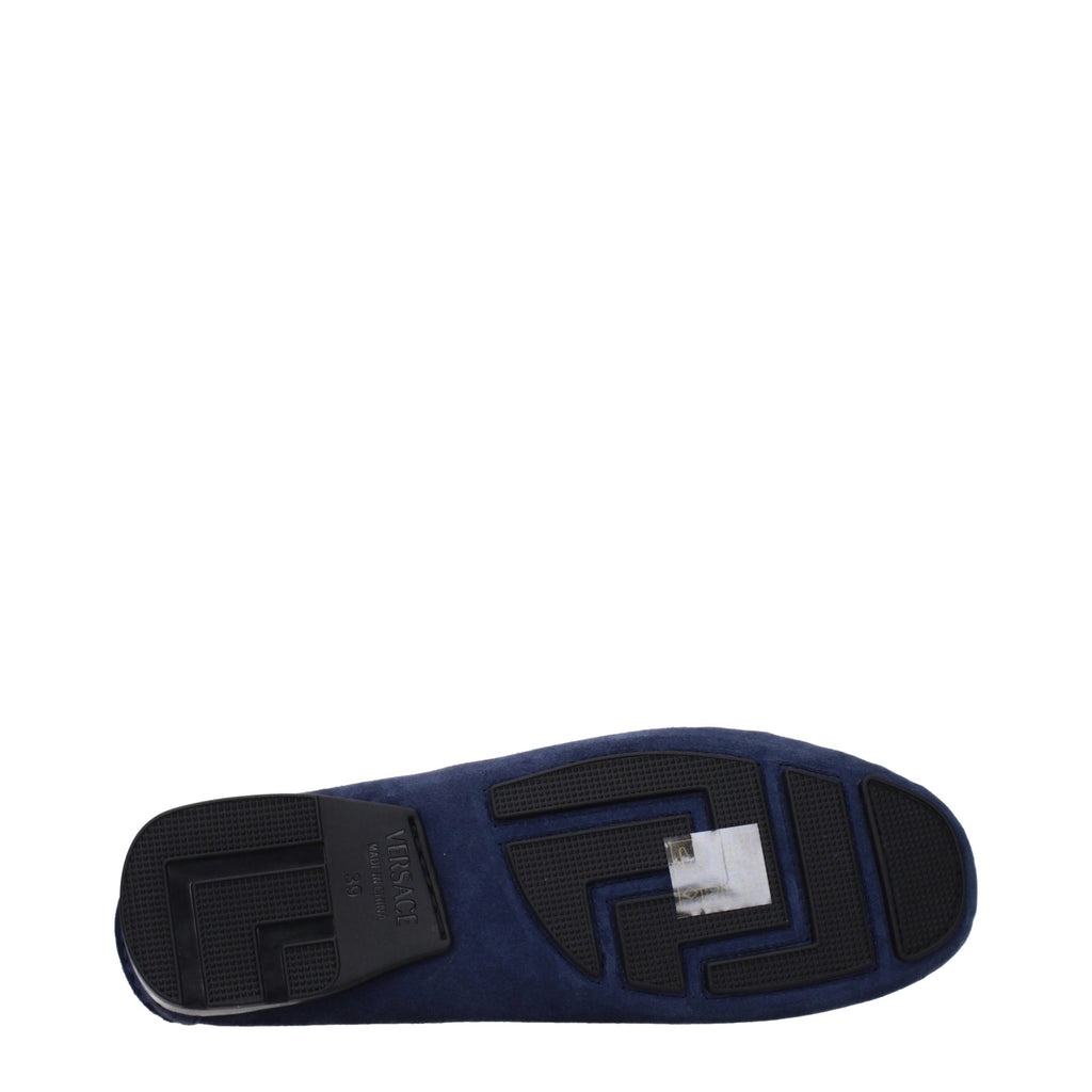 Blue Leather Slip-On Loafers