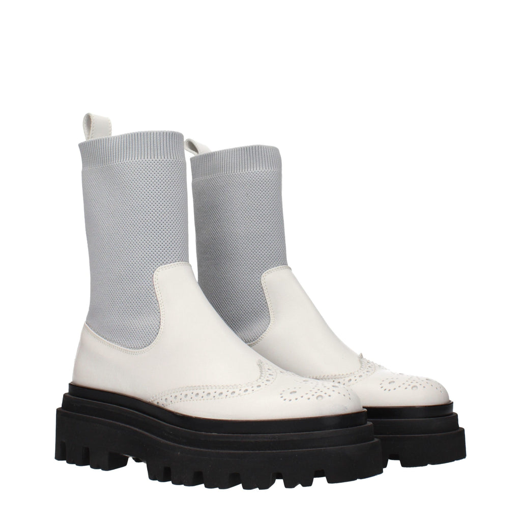 Gray Leather Chelsea Boots