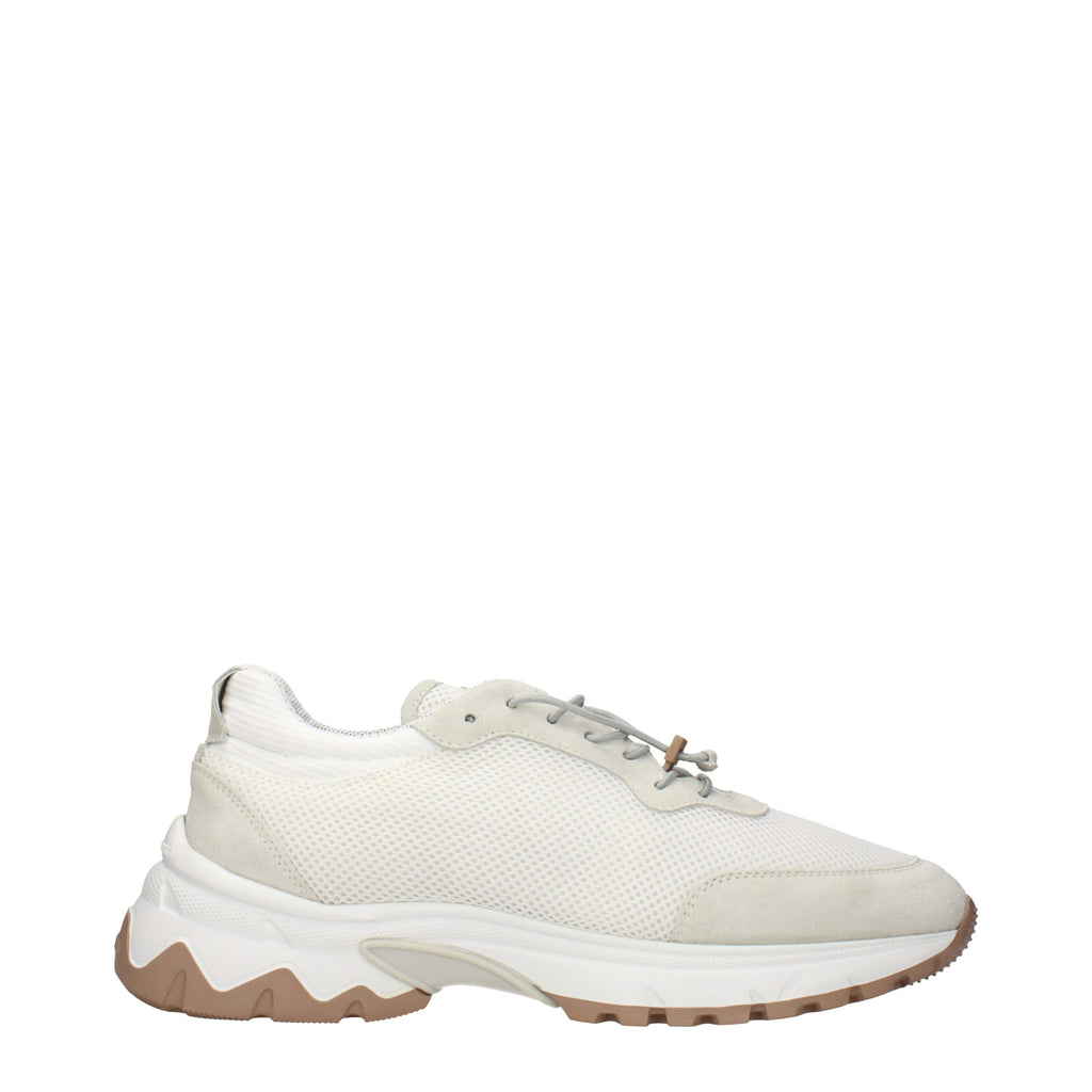 White Fabric Low Top Sneakers