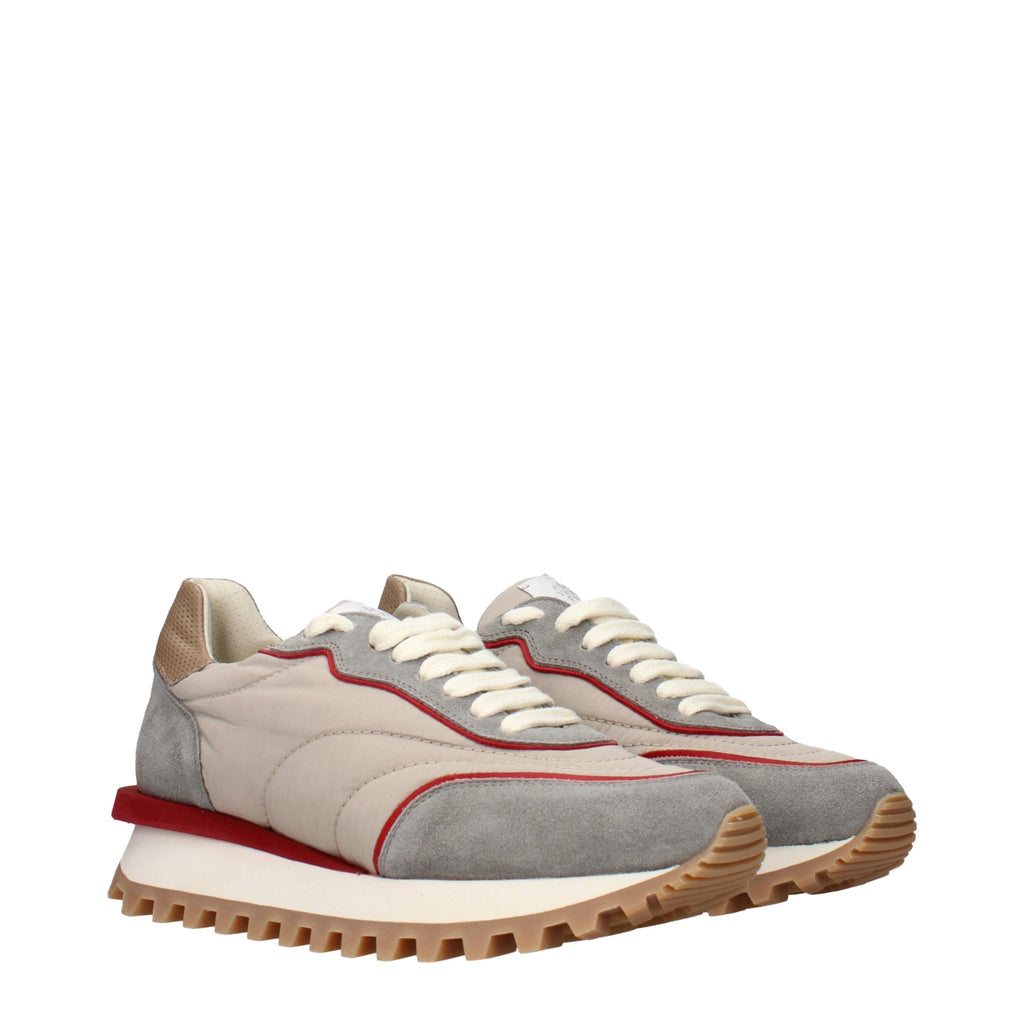 Beige Fabric Low Top Sneakers