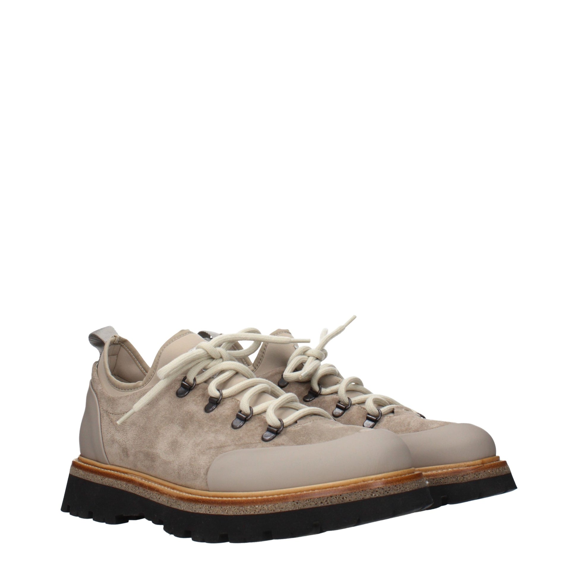 Beige Leather Low Top Sneakers