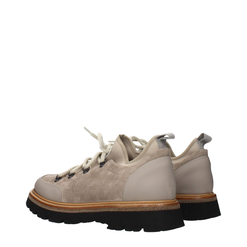 Beige Leather Low Top Sneakers