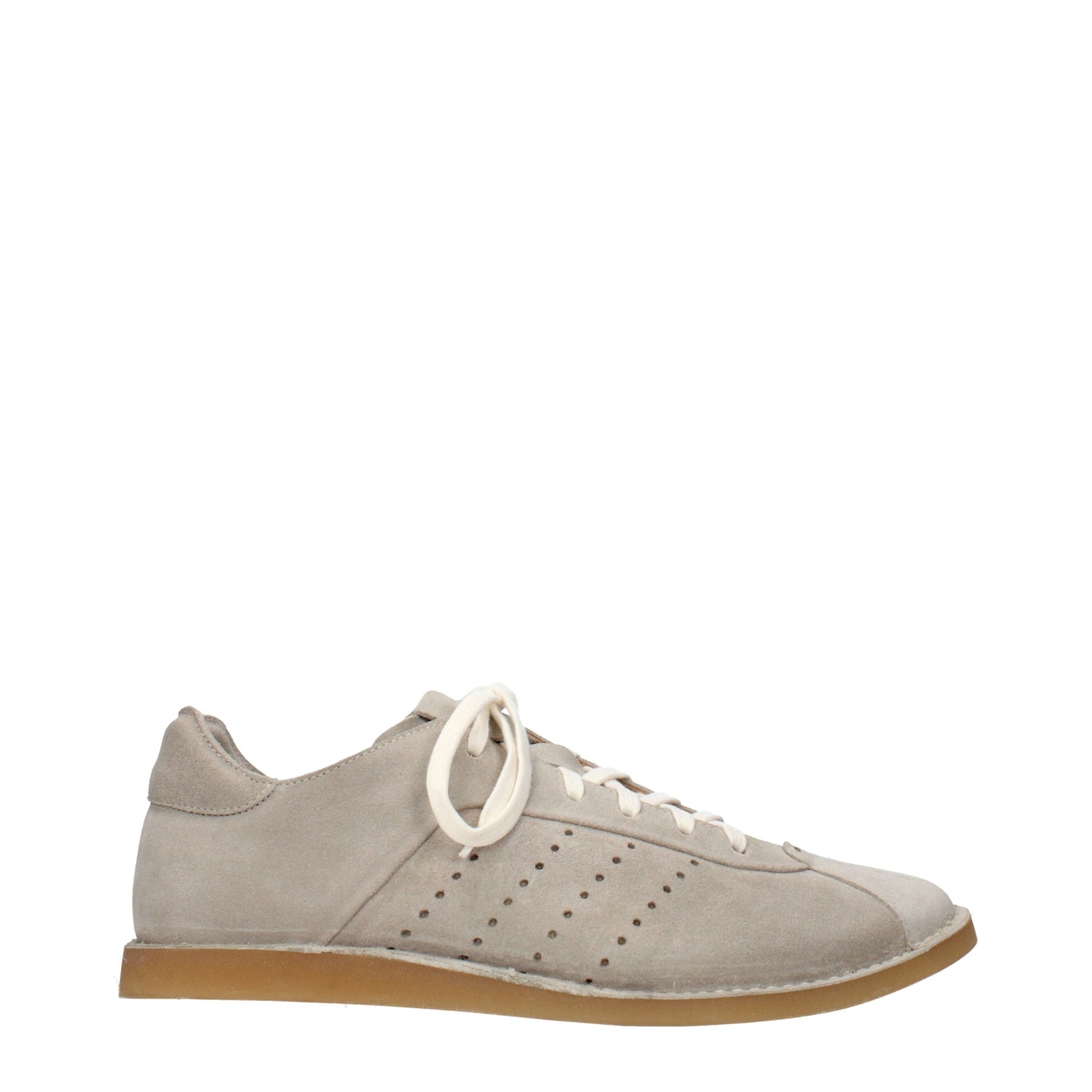 Gray Leather Low Top Sneakers