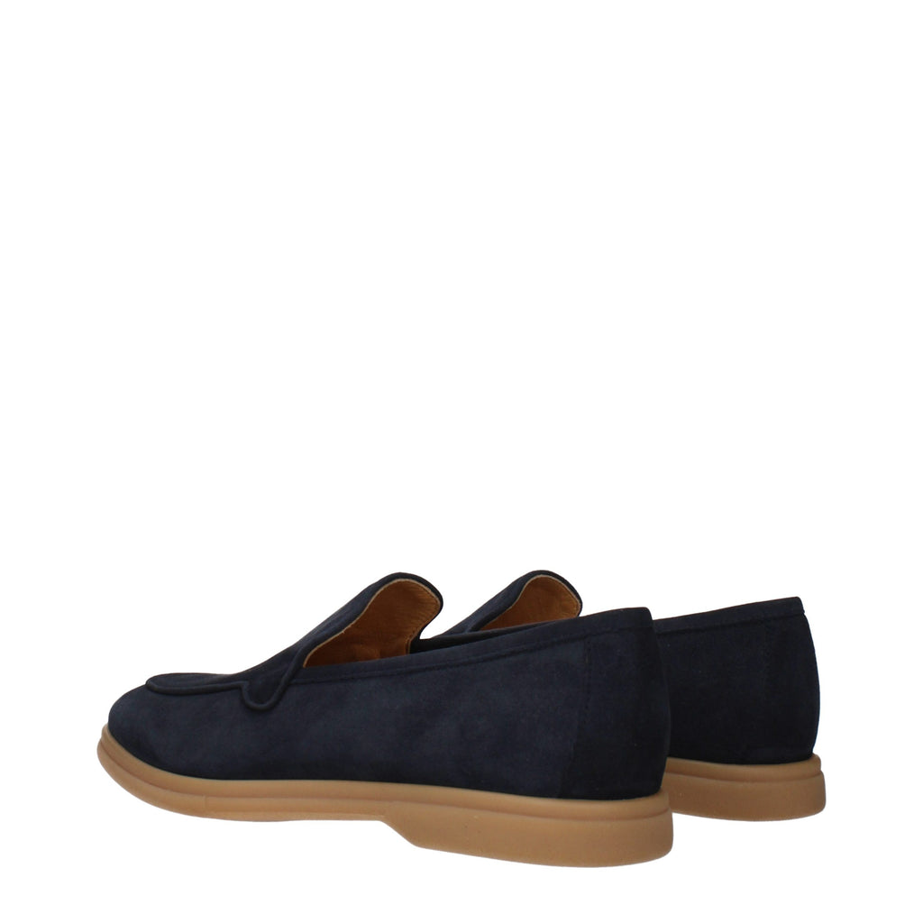 Blue Leather Slip-On Loafers