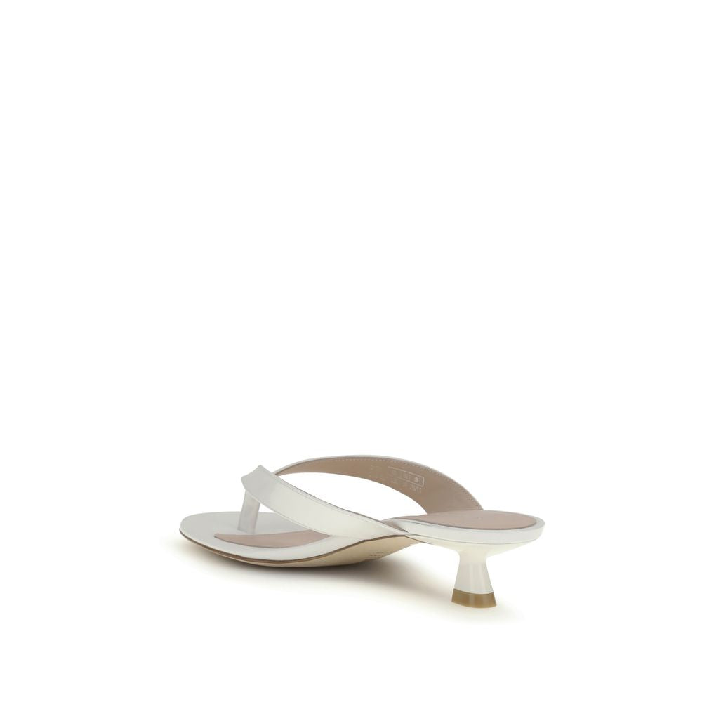 White Calf Leather Bos Taurus Sandals