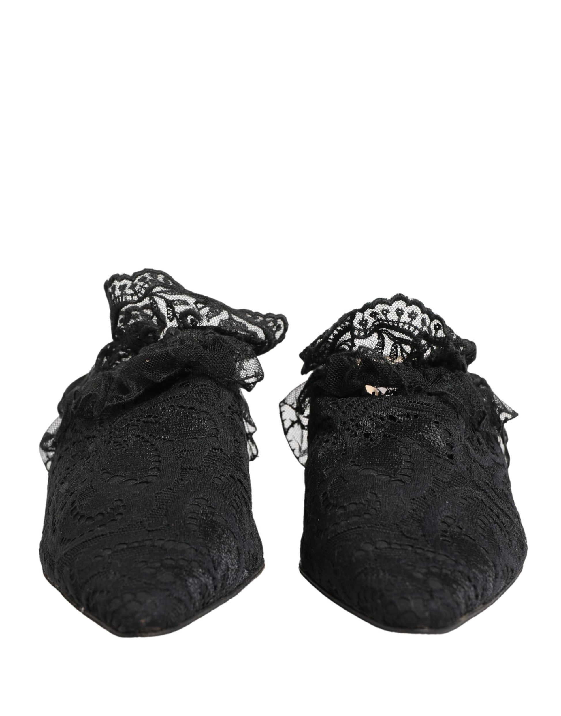 Black Lace Heels Sandals Shoes