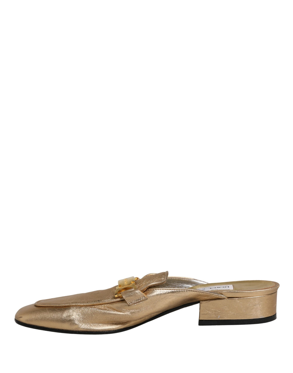 Gold Leather Flats Slides Mule Loafers Shoes