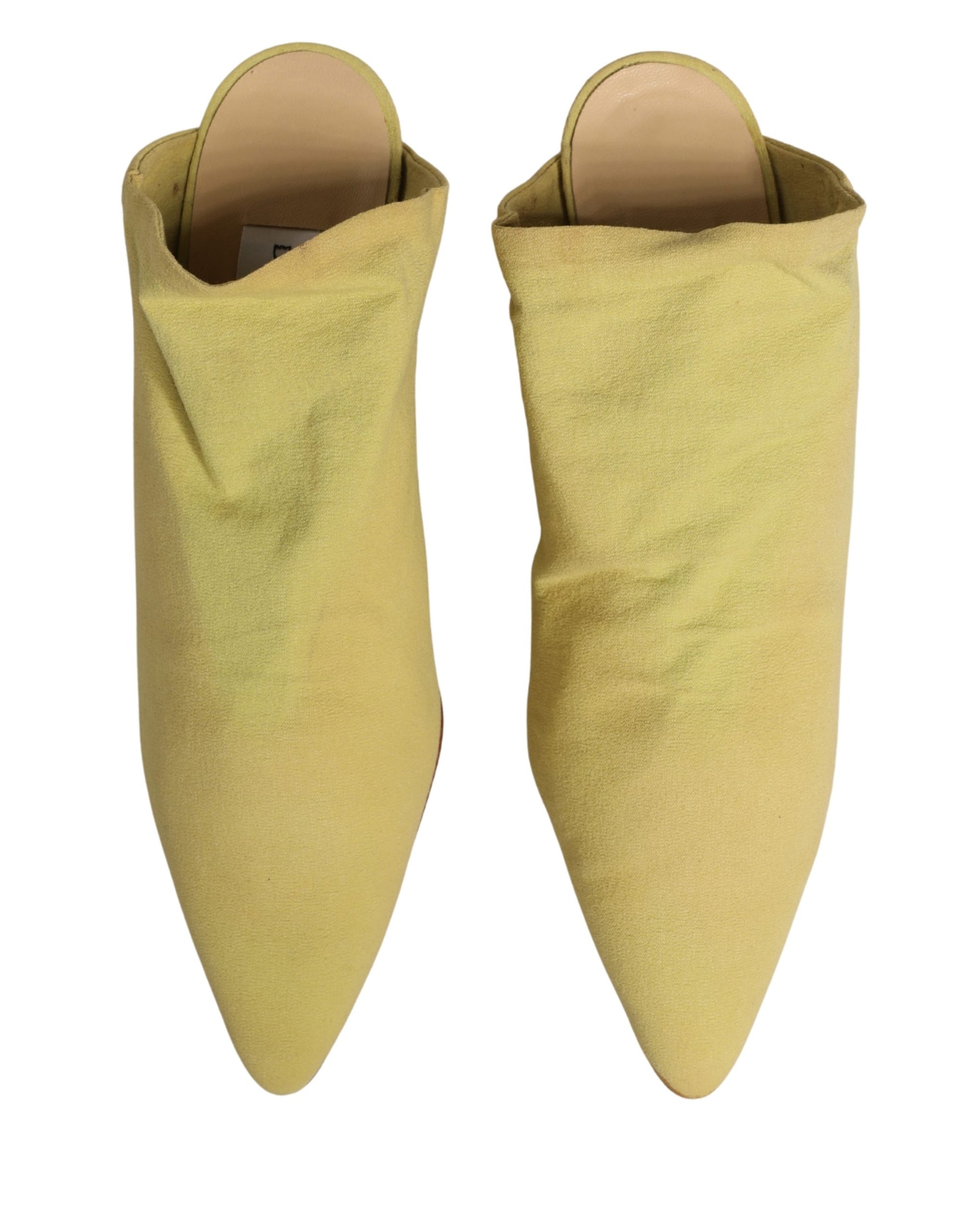 Yellow Suede Heel Mule Shoes