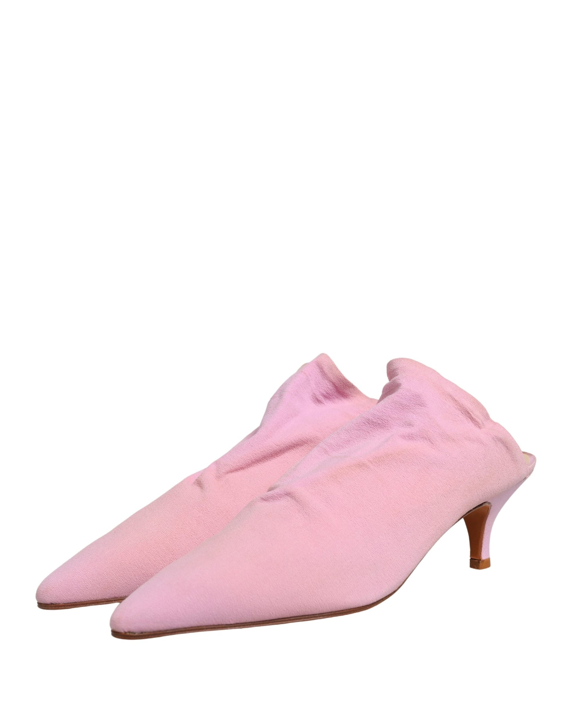 Pink Suede Heel Mule Shoes
