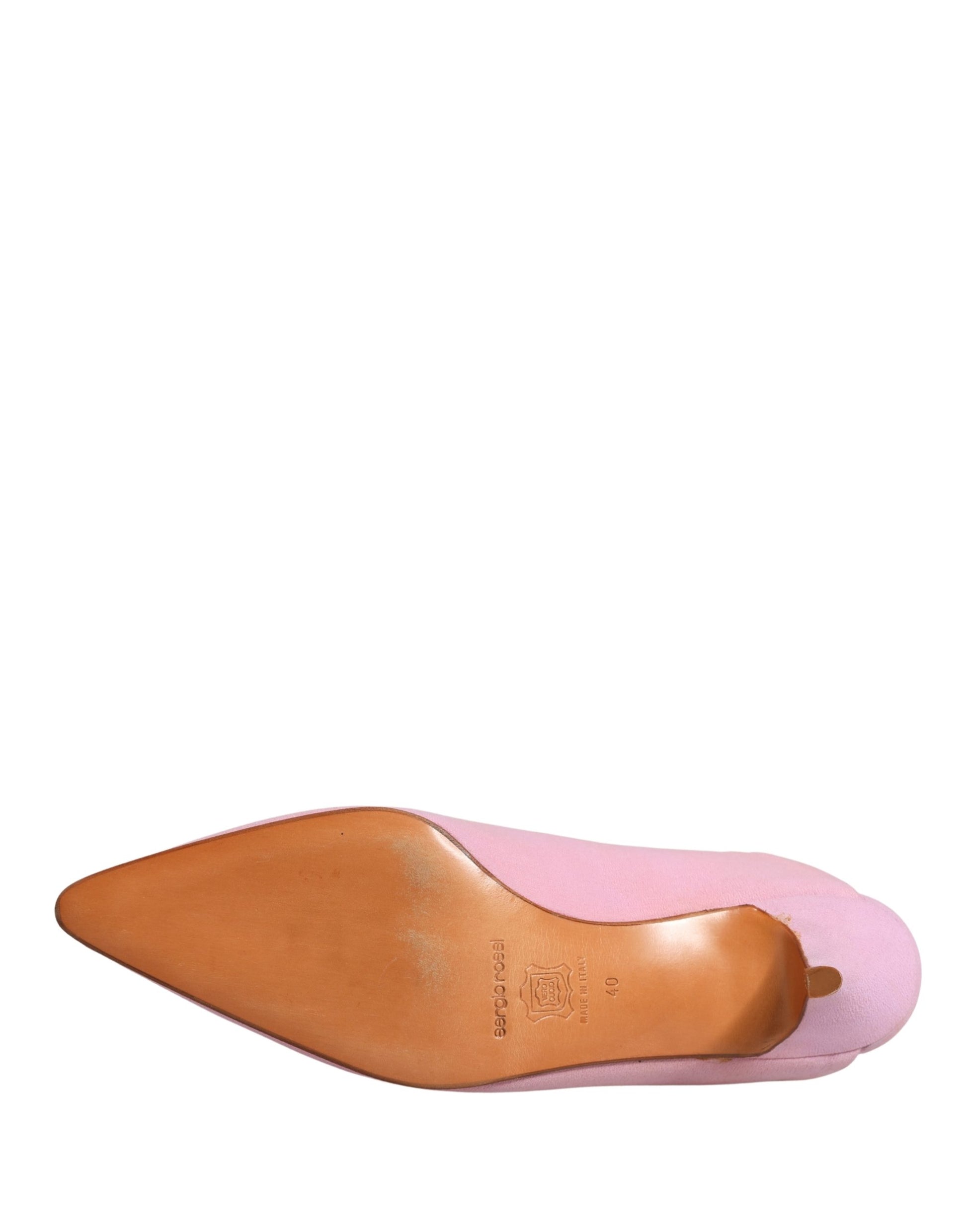 Pink Suede Heel Mule Shoes