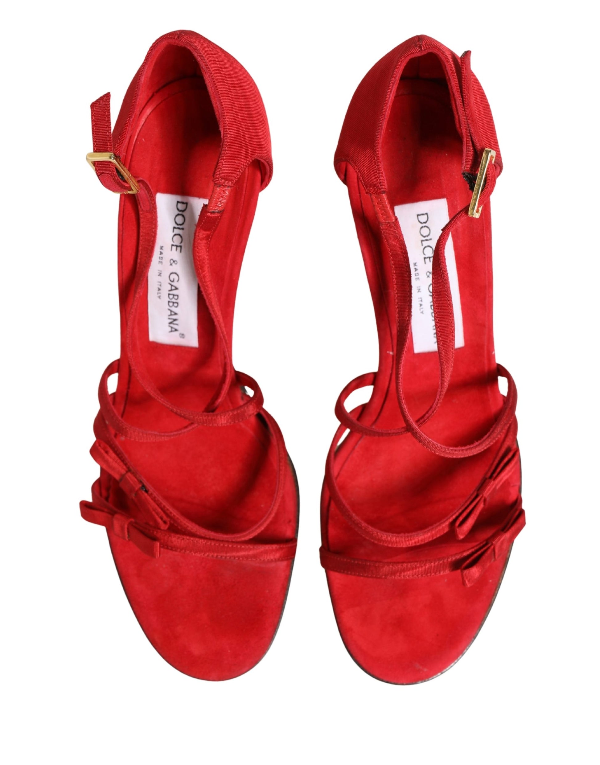 Red Calf Suede Strappy Heels Sandals Shoes