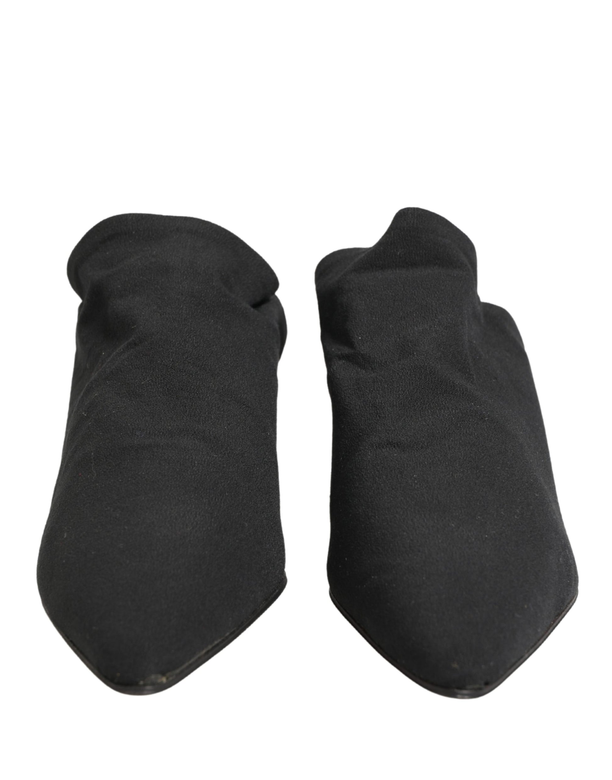 Black Suede Heel Mule Shoes