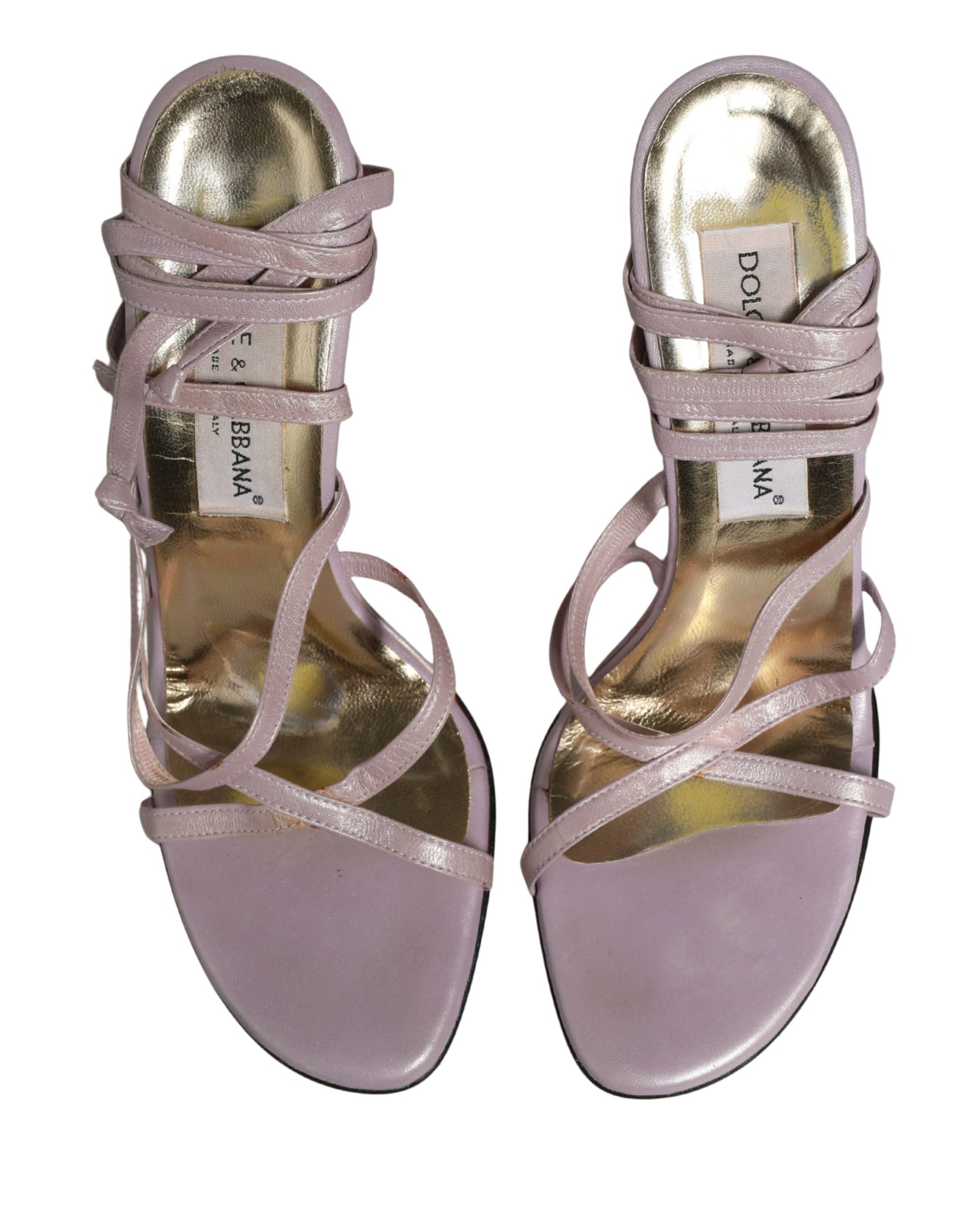 Purple Leather Wedge Heels Sandals Shoes