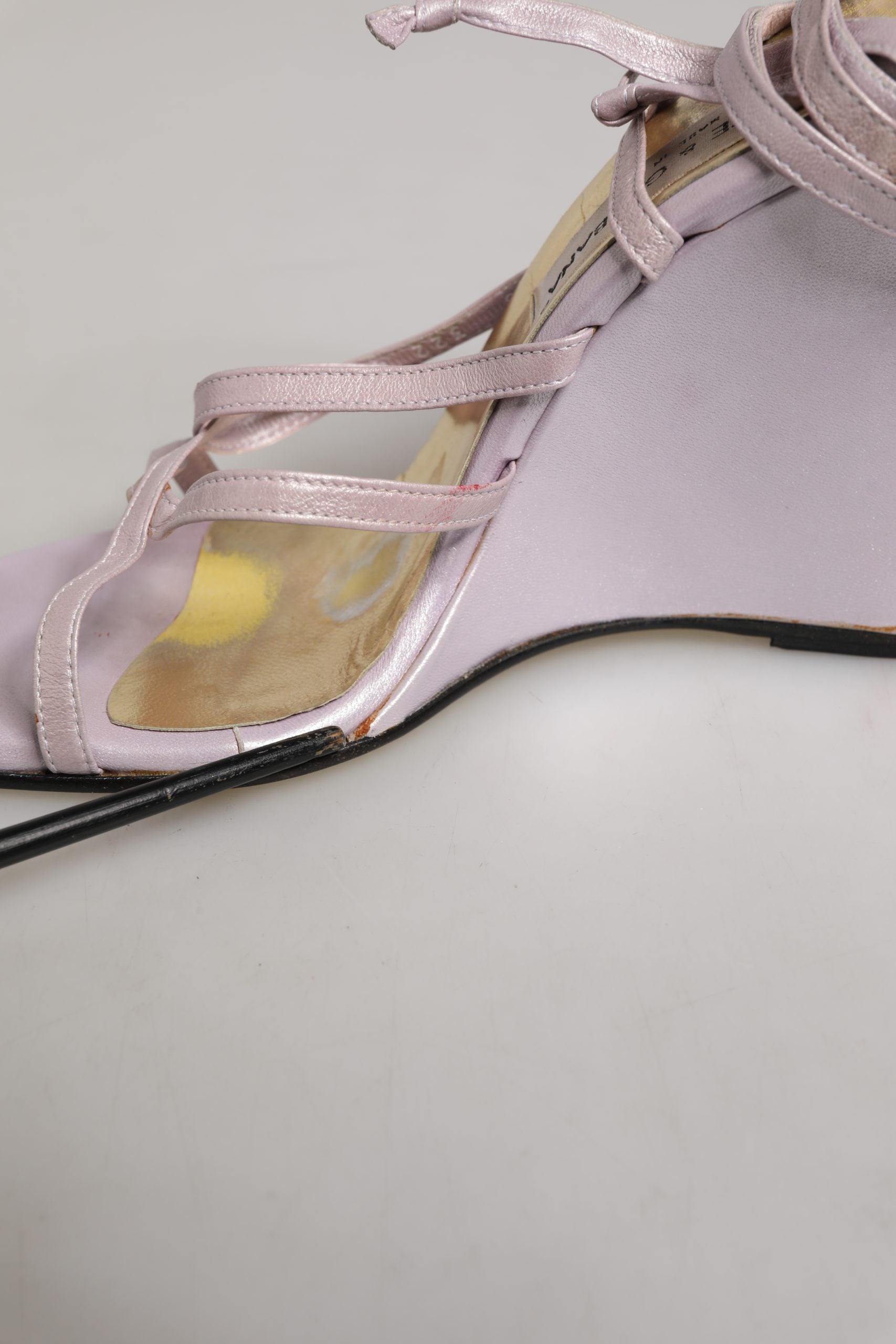 Purple Leather Wedge Heels Sandals Shoes