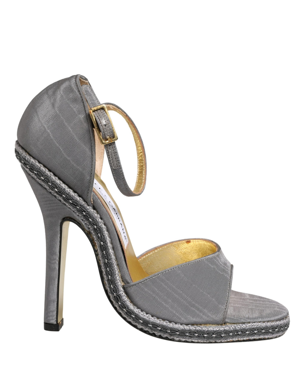 Gray High Heeled Sandals Ankle Strap Shoes