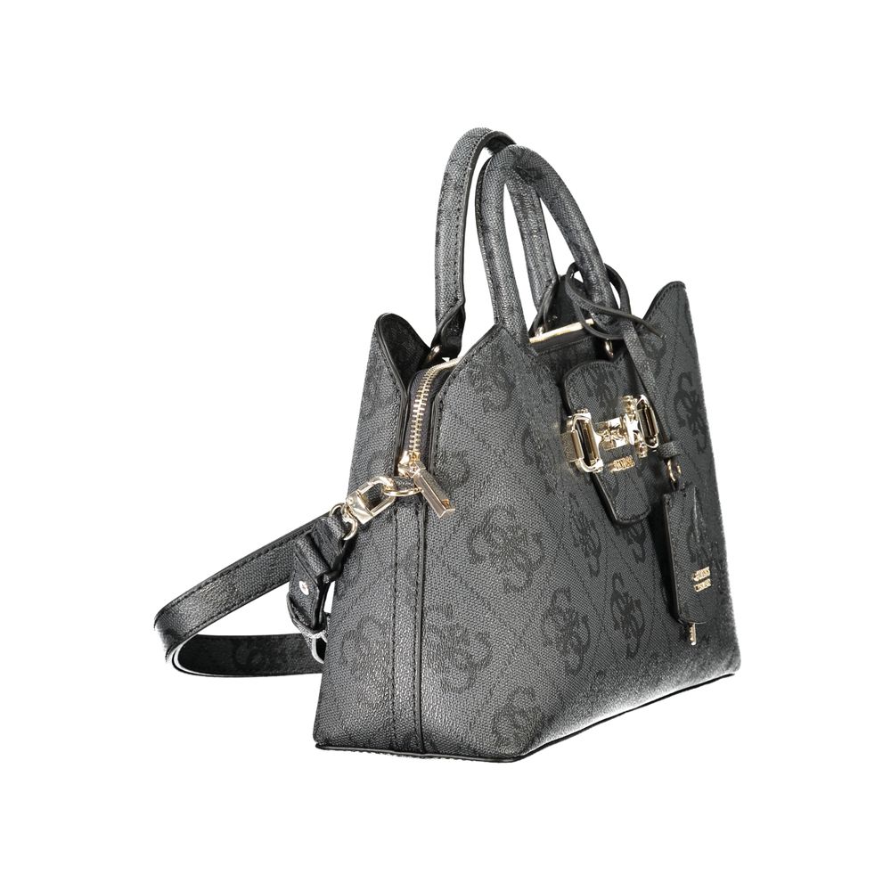 "Black Polyurethane Women Handbag"