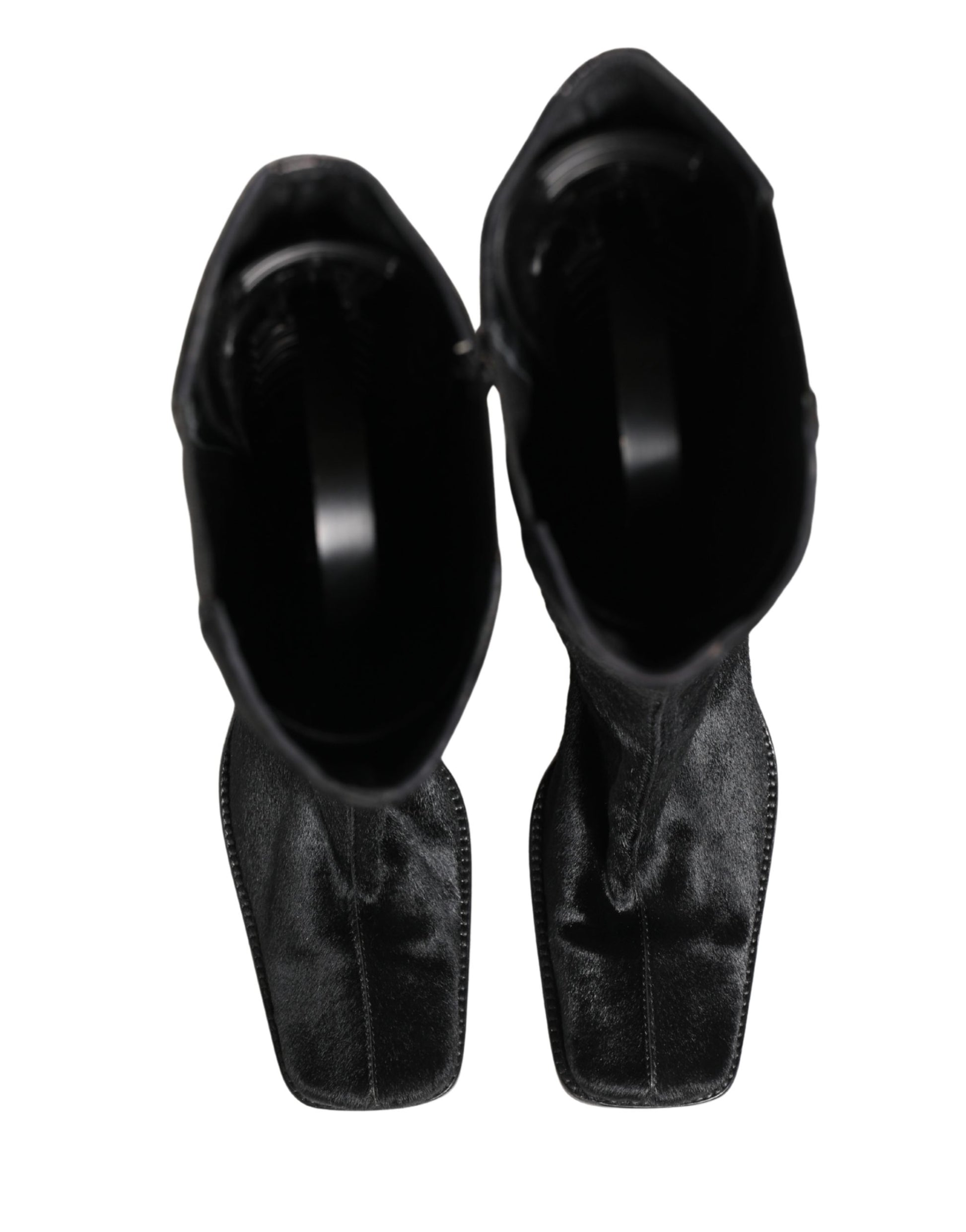 Black Suede Leather Knee High Boots Shoes