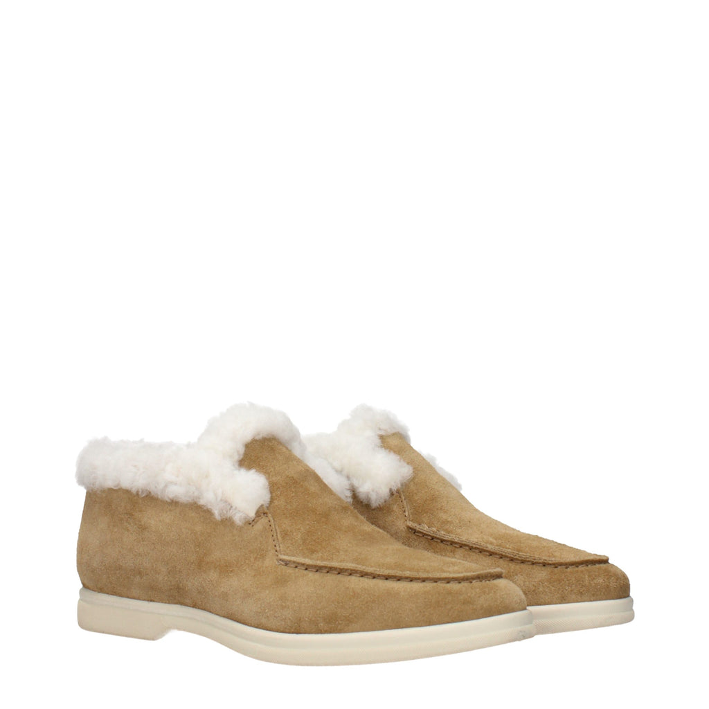 Beige Leather Ankle Boots