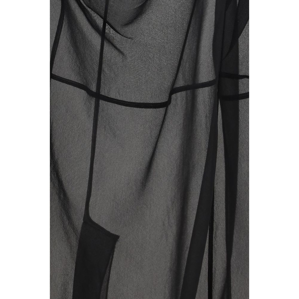 Black Polyester Midi Skirt