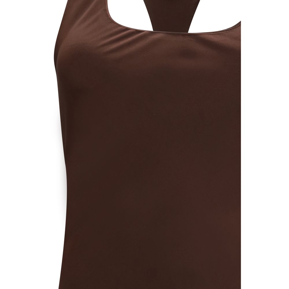 Brown Silk Casual Dress