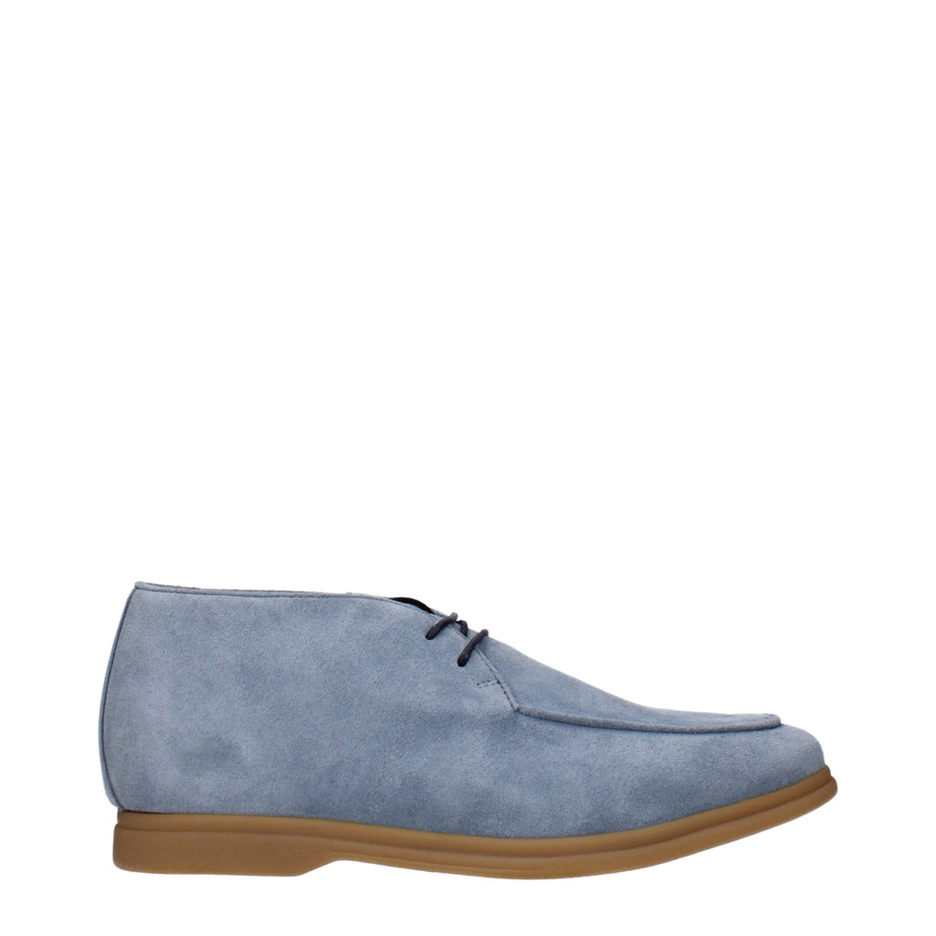 Light Blue Leather Ankle Boots