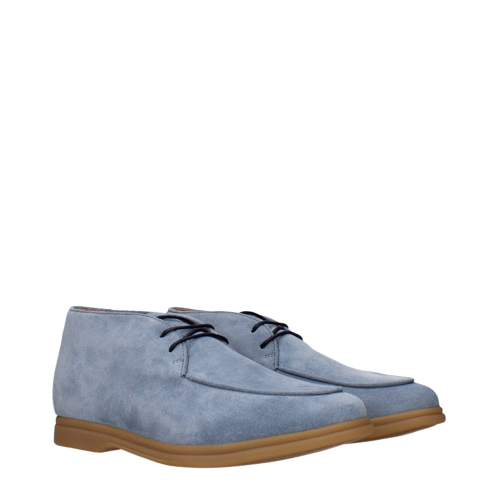 Light Blue Leather Ankle Boots