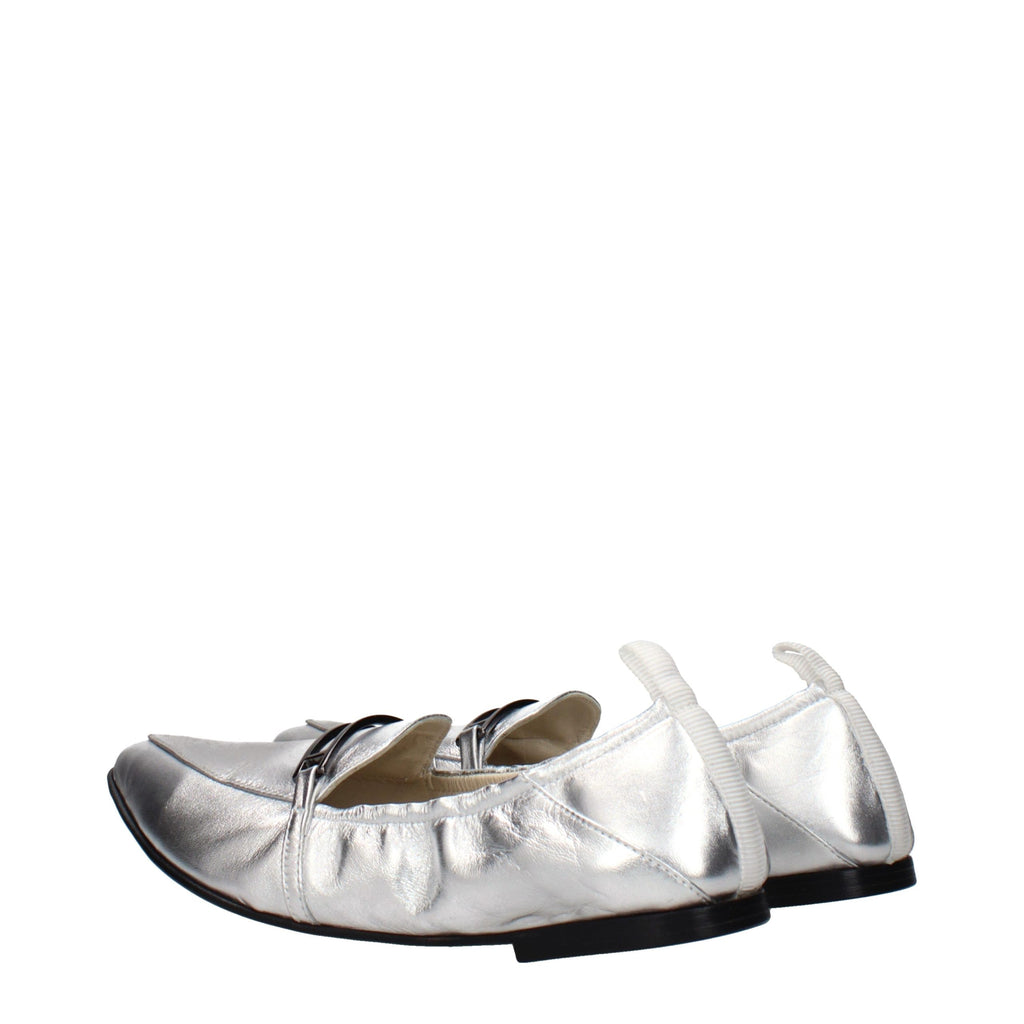 Gray Leather Slip-On Loafers
