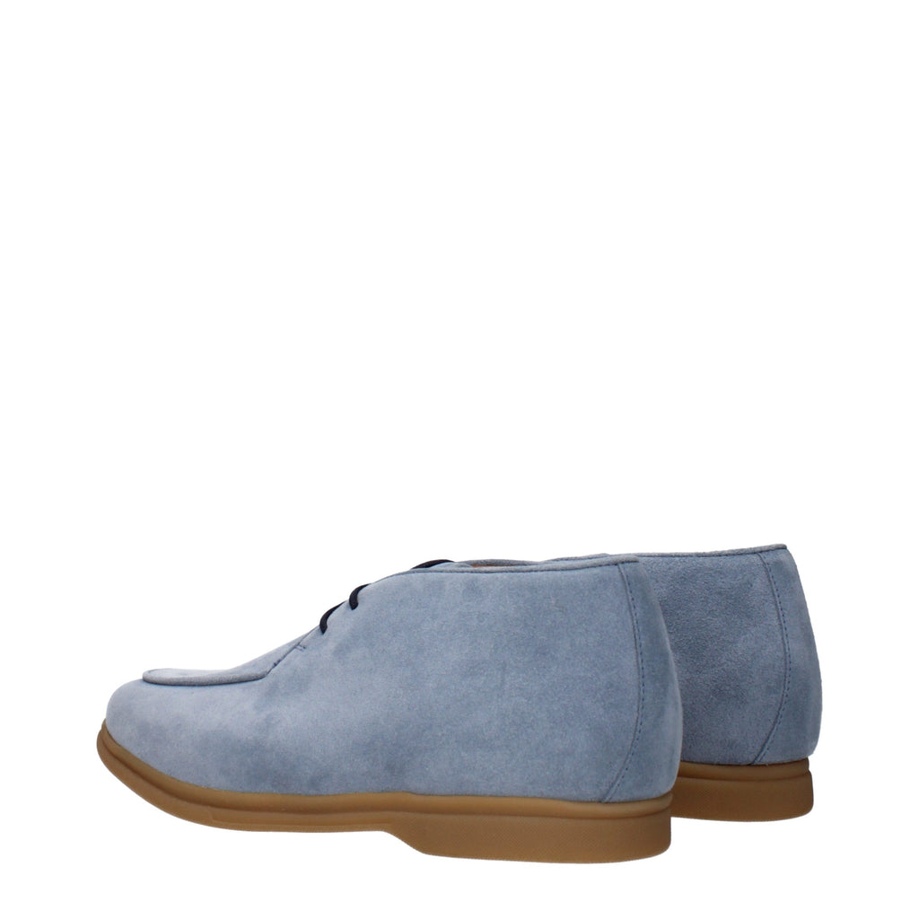 Light Blue Leather Ankle Boots