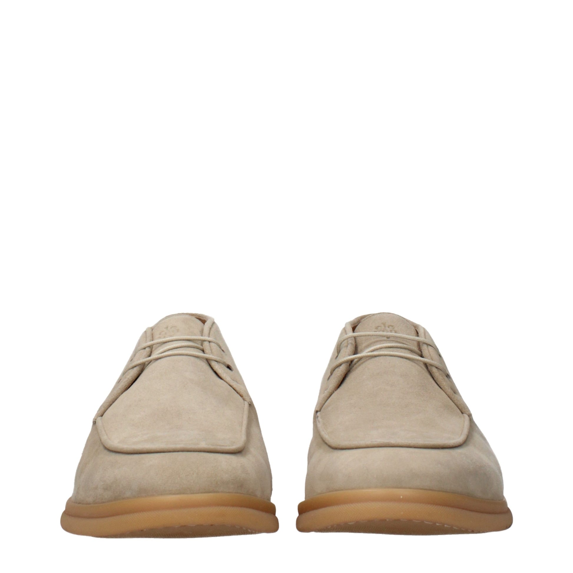 Beige Leather Lace-Up Boots