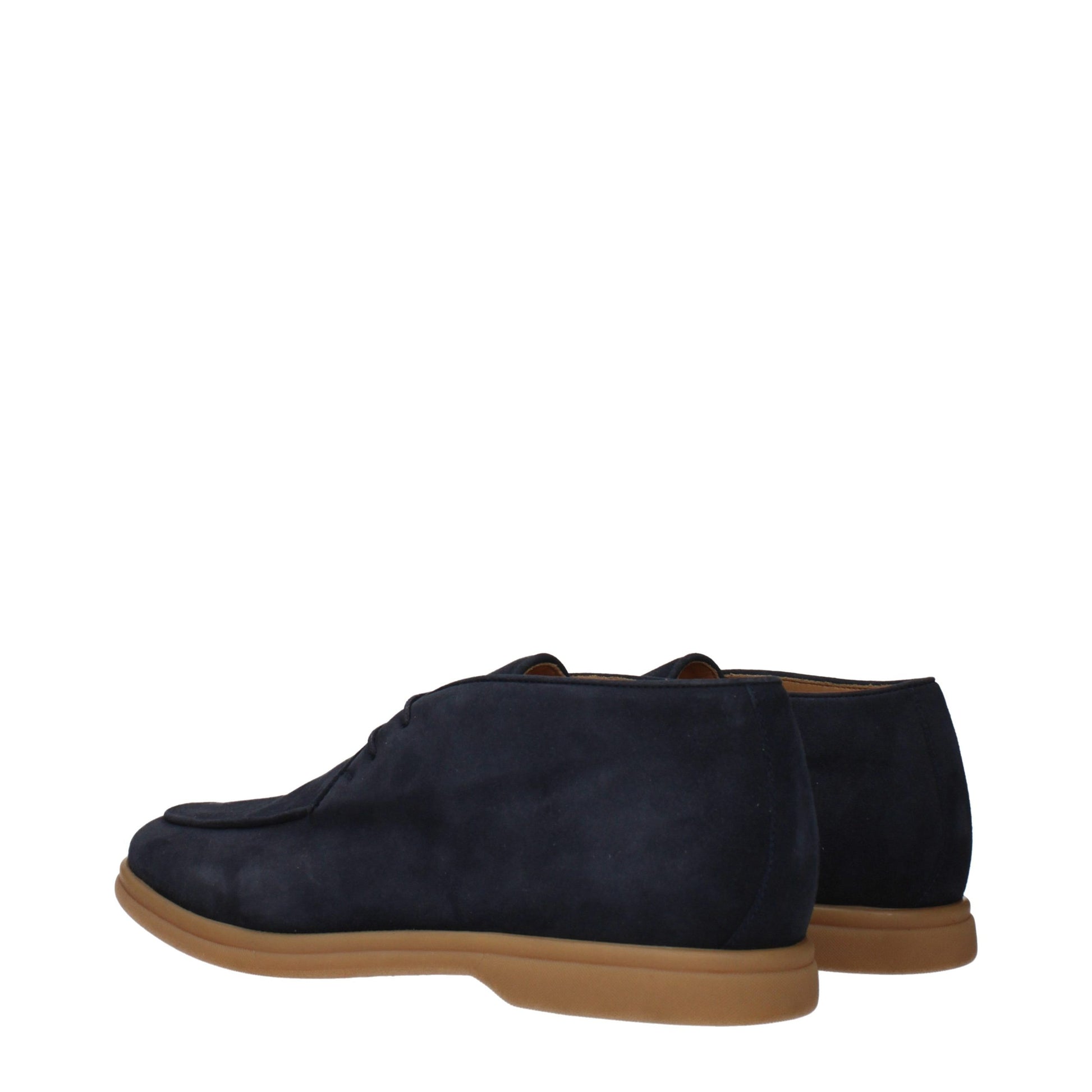 Blue Leather Lace-Up Boots